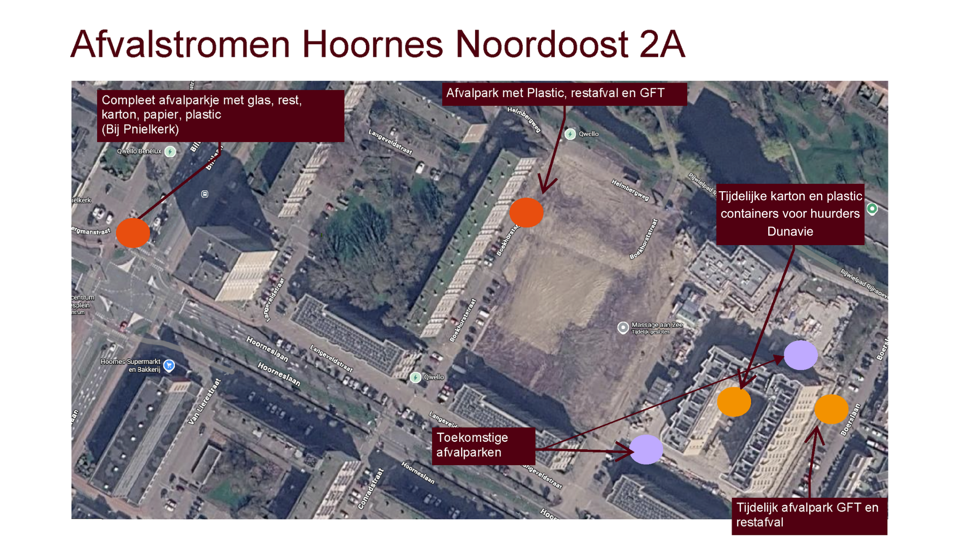 Plattegrond afvalstromen Hoornes Noordoost